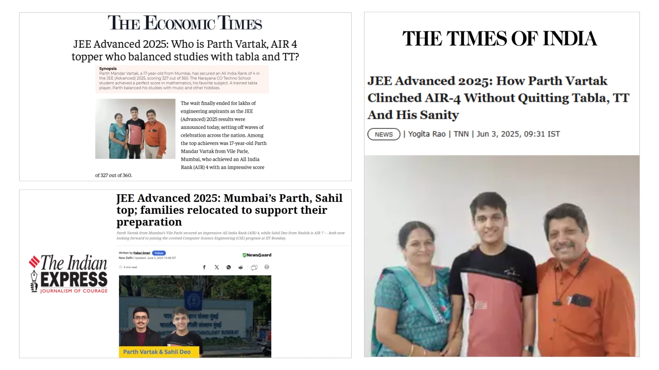 Narayana’s Unmatched JEE Advanced 2025 Success Lauded by National Media