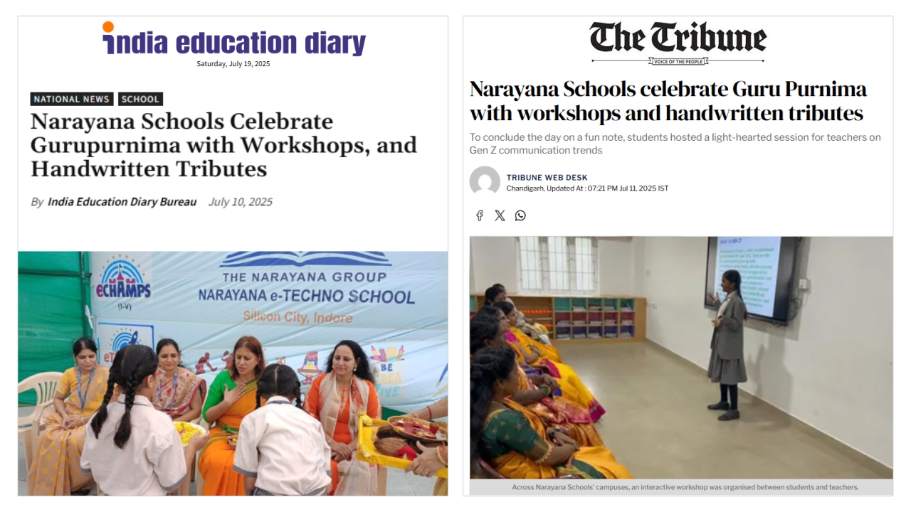 Narayana Schools Celebrate Gurupurnima with Meaningful Tributes and Innovative Student Engagement