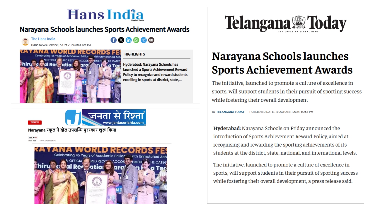 Narayana Schools Launch Sports Achievement Awards to Recognise and Reward Student Athletes