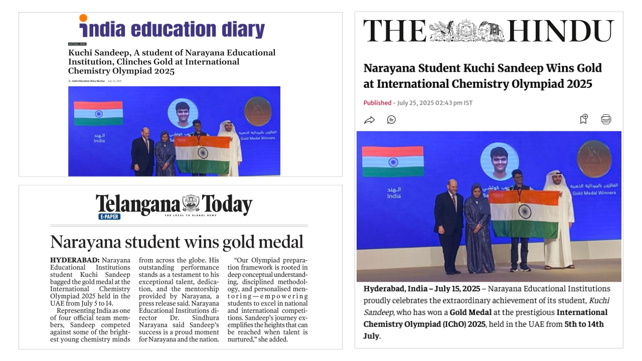 PM Modi Applauds Narayana’s Kuchi Sandeep for Gold at IChO 2025