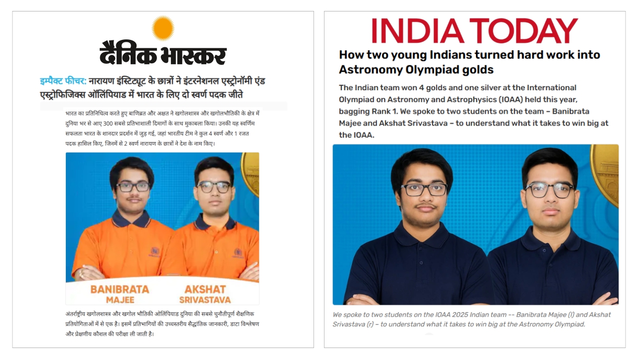 Students of Narayana Educational Institutions Win Two Gold Medals for India at International Astronomy and Astrophysics Olympiad(IOAA)